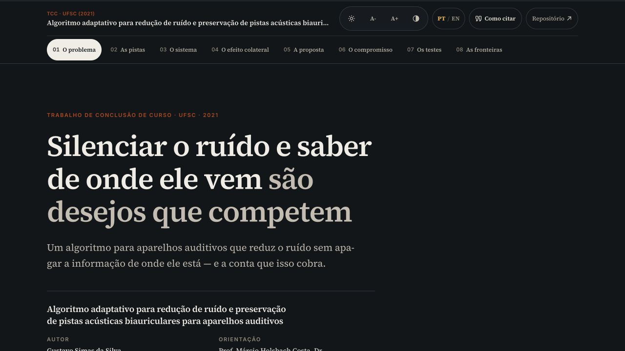 Prévia de Ouvir o som. Localizar o espaço.
